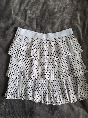 White Mini Skirt with Black Polka Dots